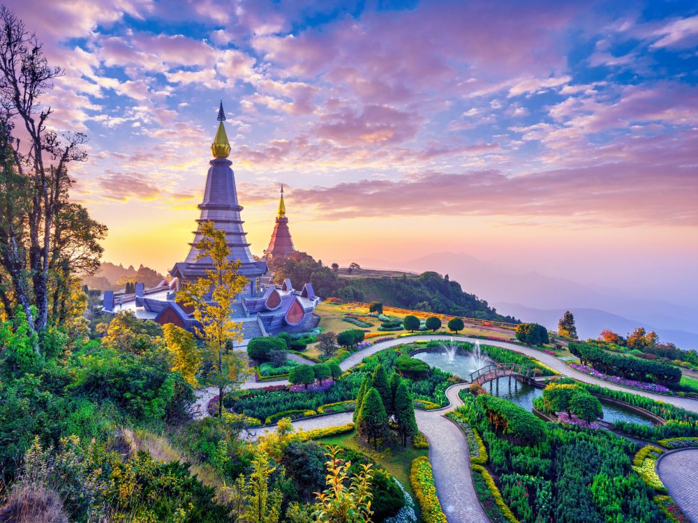 Landmark pagoda in doi Inthanon national park at Chiang mai, Thailand.